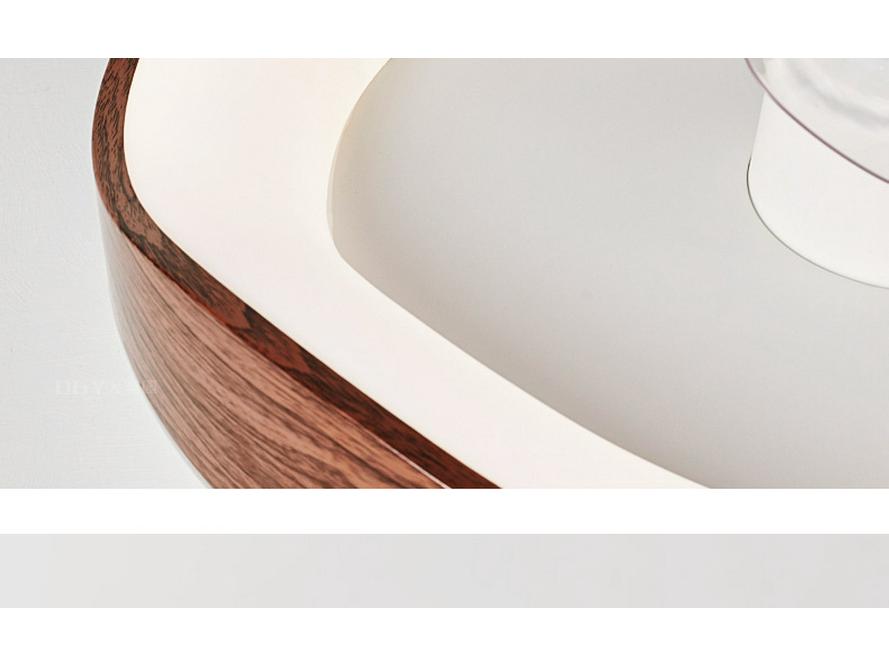 Mid-Century Walnut Wood Grain 360° Oscillating Fan Light for Bedroom or Children's Room