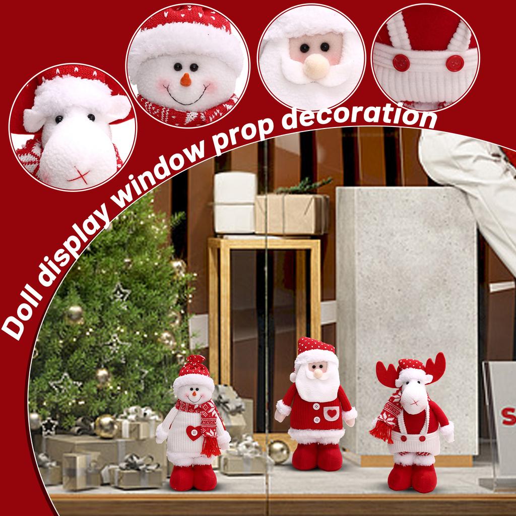 Christmas Stretchable Knitted Red Series Doll Window Display Props Decorations And Accessories