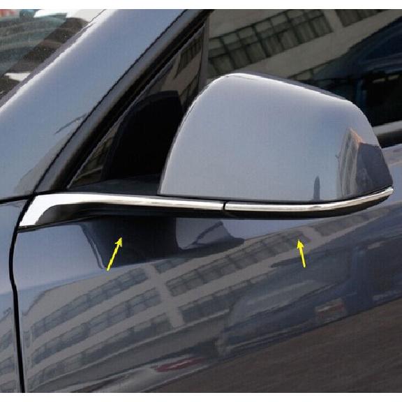 Chrome Steel Rear View Side Mirror Strip Decor Trim For Tesla Model Y 2020-2023