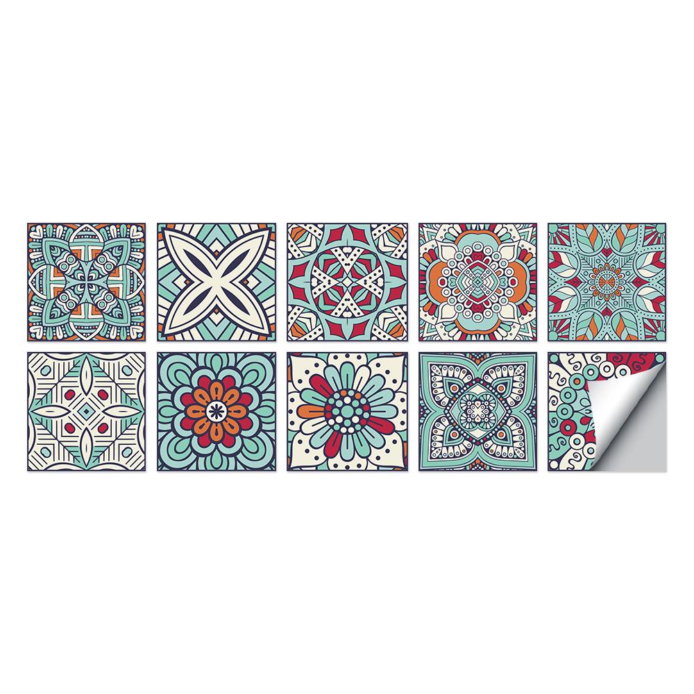 Tile Stickers Waterproof Kitchen Retro Moroccan Self Adhesive Bathroom Decal Vinyl Peel And Stick Wall Decoration Wallpaper NONE