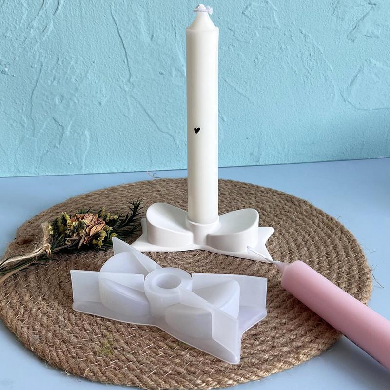 Resin Candle Holder Mold Bow Taper Candle Holder Silicone Mold Art Craft Decorative Casting Mould for Concrete Cement Gypsum CN