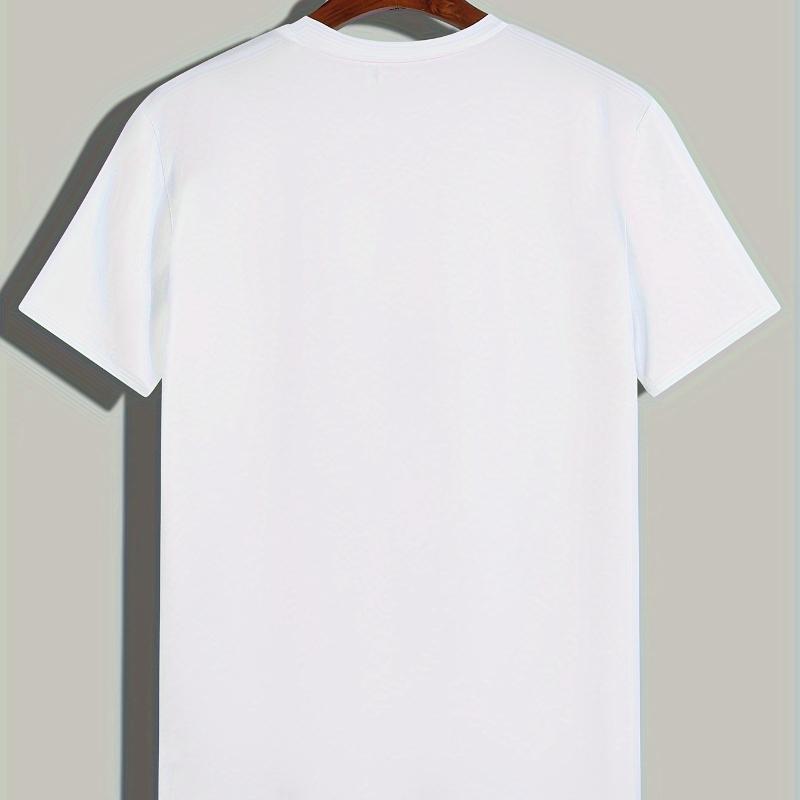 Solid Color Men's Polyester Short Sleeve, Lightweight Elastic & Breathable, Great for Daily Streetwear & Layering