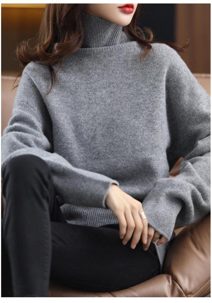 Plus Size Wool Sweater for Women - Autumn/Winter Collection, Lazy Style, Loose Fit, Slimming, Versatile Fashion Base Layer