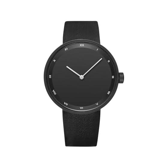 SZSL Stylish and casual quartz watch, lightweight and simple design, stable waterproof performance, cowhide belt, unisex (black)