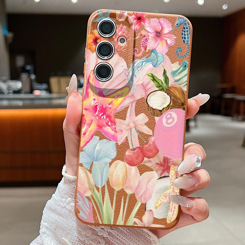 Starry Sea Dolphin Adventure Case For Samsung S26 S25 S24 Ultra S23 S22 S21 FE A15 A16 A17 A35 A36 A37 A54 A55 A56 A57 5G Leather Texture Cover