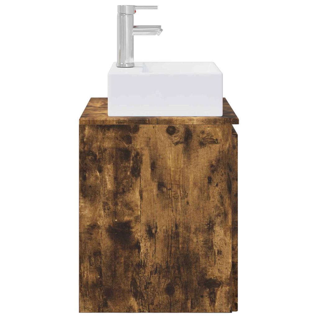 Wall Mounted Washstand Smoked Oak 49.5 X 41 X 62.5 Cm