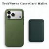 For Magsafe Premium Tech Woven Leather Case For iPhone 18 17 16 15 14 13 12 Pro Max With Magnetic Card Holder Shockproof Cover