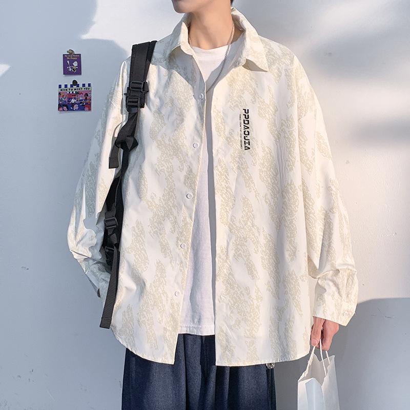 Spring and Autumn Rendering Shirt Men's Long Sleeve Loose Young High-end Sexy Handsome Shirt Clothes Jacket
