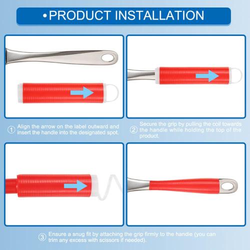 uxcell Silicone Frying Pan Handle Sleeve, Heat-Resistant Pot Holder, Cast Iron Frying Pan Handle Holder Spatula Cover Sleeve, Red (L)