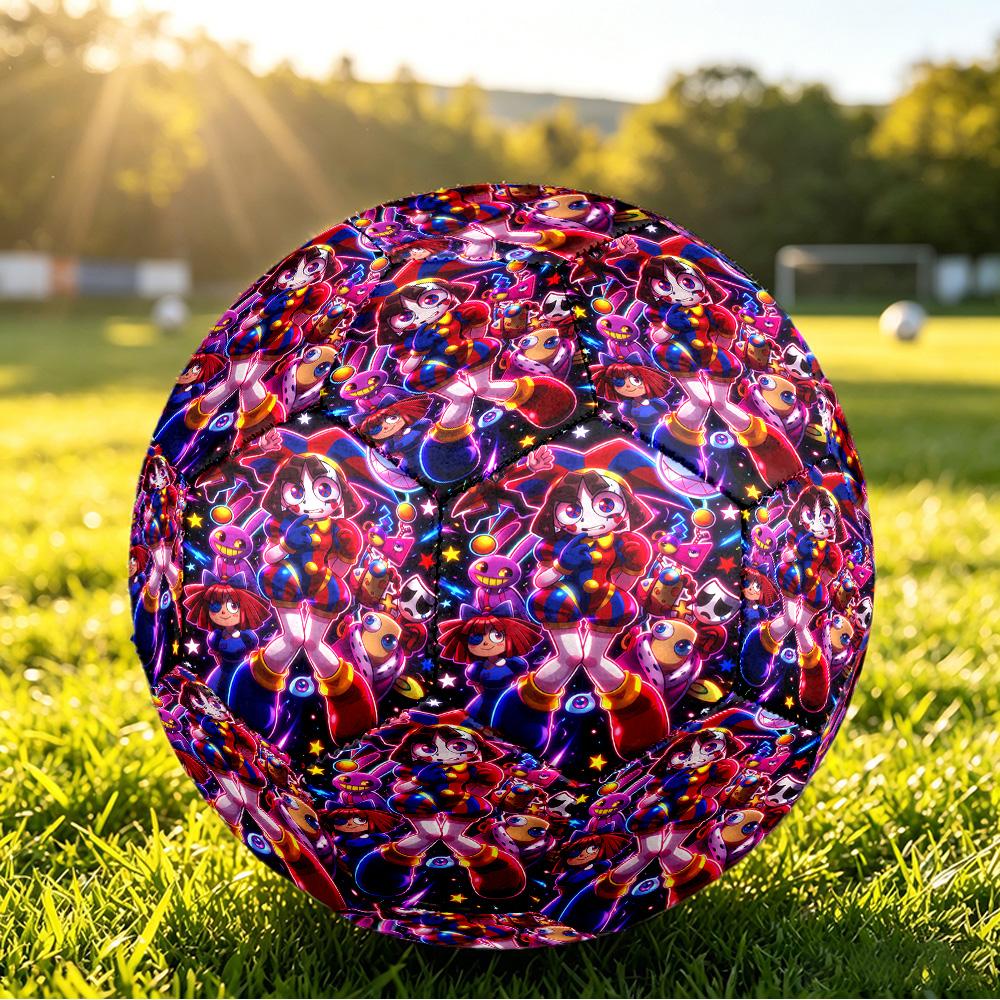 Size 5 Football The Amazing Digital Circus Pattern, Wear‑Resistant Soccer Ball for Match Training Daily Sports Play