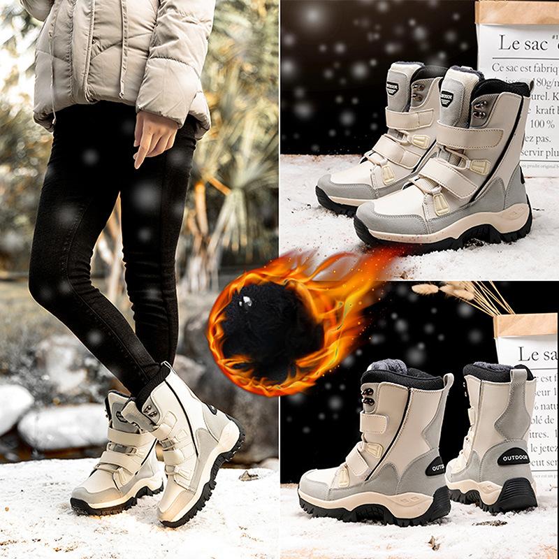 Mid-Calf Snow Boots Size 36-42 Winter Women Long Boots Waterproof Warm Thickened Plush Shoes Windproof Velcro Casual Sport Shoe