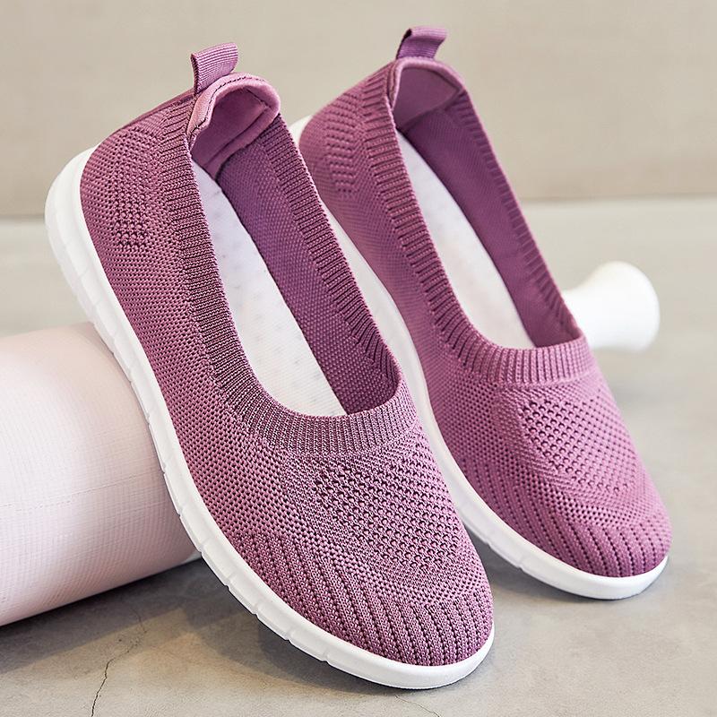 Summer mother shoes new women's shoes casual flat single shoes one pedal breathable soft sole old Beijing cloth shoes women