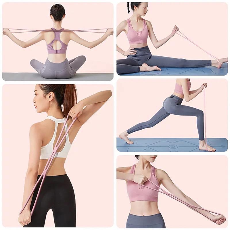 8-Wort-Spanner Offene Schulter Schönheitsrücken-Artefakt Spannseil Elastisches Band Heimfitness Damen Yoga-Ausrüstung Acht Seile