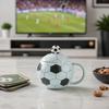Sports Theme Soccer Cup with Lid, 400ml Ceramic Football Shaped Coffee Cup in Gift Box, Ceramic Drinkware for Home Office, Fan Gift