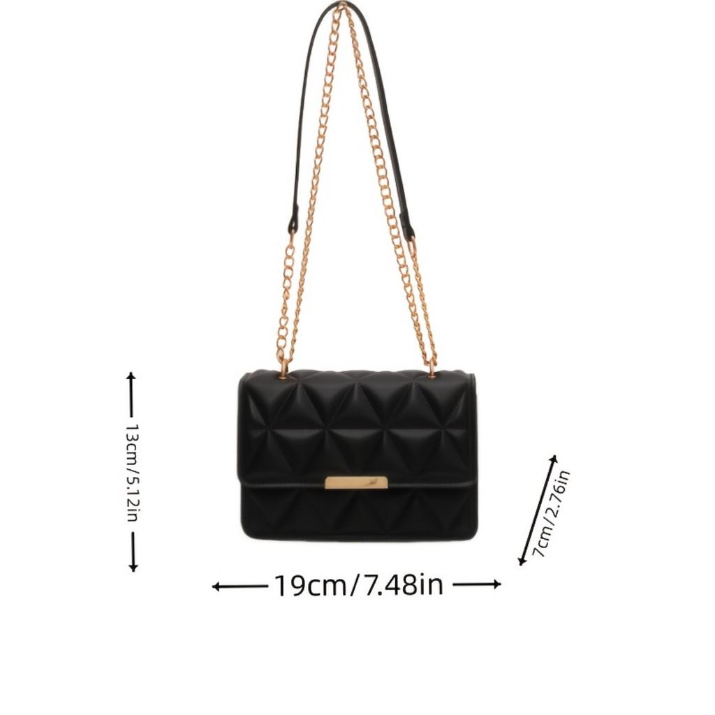 Ladies, Crossbody Bag, Adjustable, Gold Chain Shoulder Strap, Magnetic Buckle Closure, Multifunctional Clutch, Handbag
