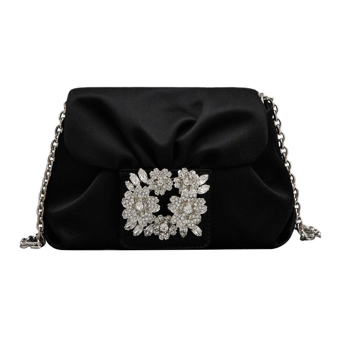 

Roger Vivier Rv Bouquet Strass Magnetic Closure Satin Shoulder Bag Women shoulder bag Black RBWANVC0001RS0B999 Box(Basic Set+Box)