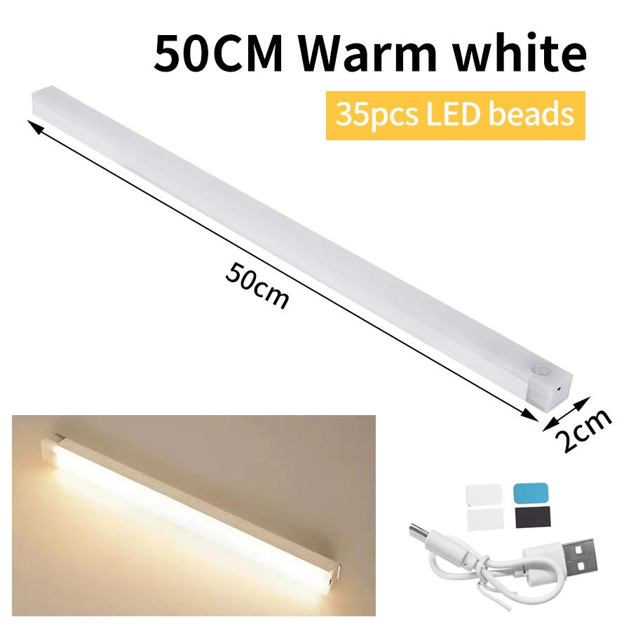 1-4Pcs Rechargeable PIR Motion Sensor LED Bar Lights Human Infared Induction Night Light Portable Cabinet Light 10/20/30/50cm