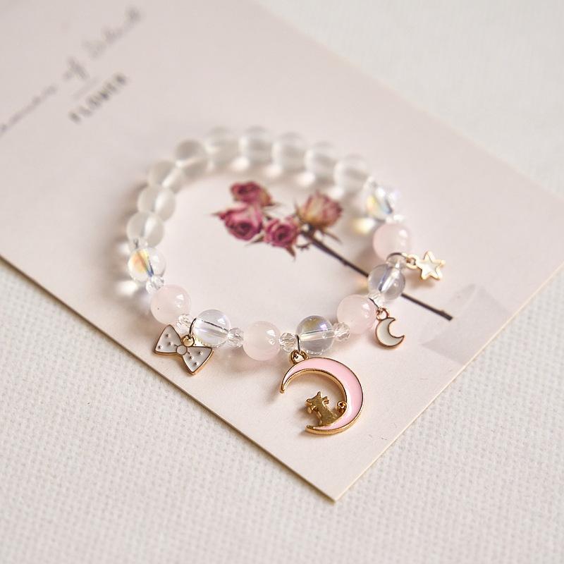 Year Sweet Cute Cat Crystal Beaded Bracelet Girls, Girlfriend Student Bracelet Wholesale