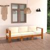 Day and Night - Day and Night 3-seater Garden Sofa with Cream Cushion Solid Acacia Wood