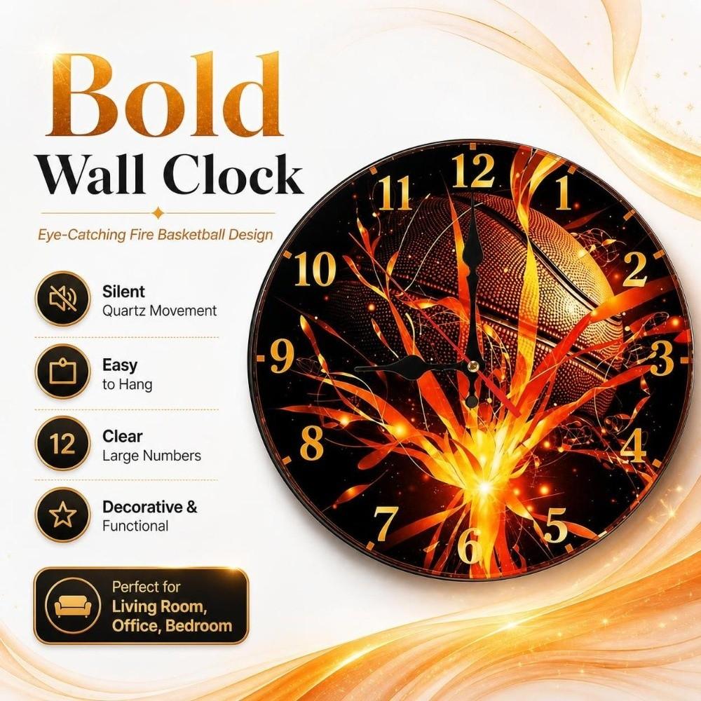 Silent Football-Themed Wooden Clock Solid Wood Soccer Quartz Clock Round Wall Clock  Kitchen