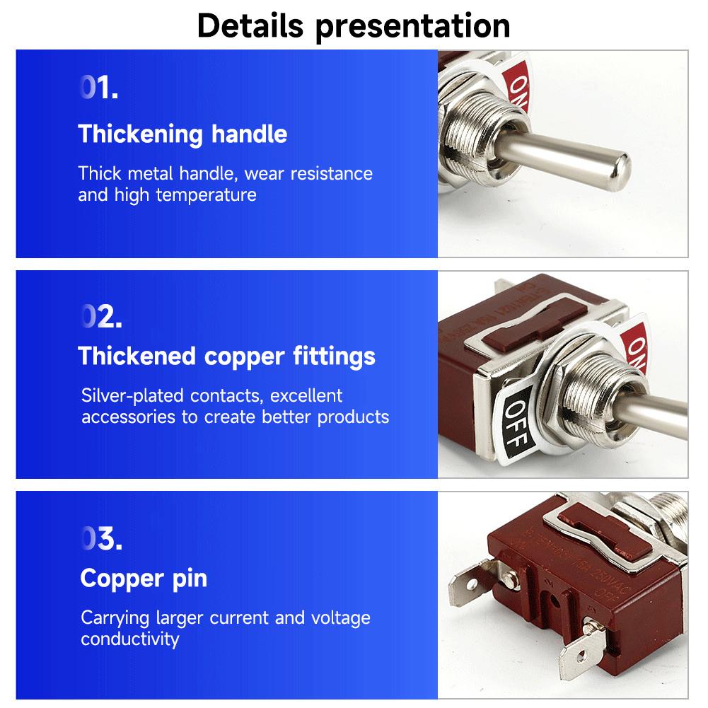 Heavy Duty 250V 2Pin SPST ON/OFF Car Boat Rocker Toggle SwitchRocker Switches with Waterproof Boot Spst