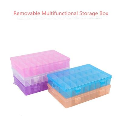 Scatola di immagazzinaggio contenitore organizer rimovibile in PP da 24 slot per anelli di gioielli, perline artigianali per strumenti per nail art