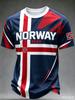 2026 Norway Flag Soccer Jersey Print Short Sleeve Crew Neck T Shirt Flat Printing Sleeve Men Sports Training Casual Fan Top