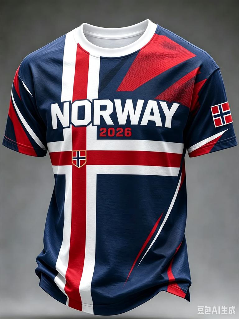 2026 Norway Flag Soccer Jersey Print Short Sleeve Crew Neck T Shirt Flat Printing Sleeve Men Sports Training Casual Fan Top
