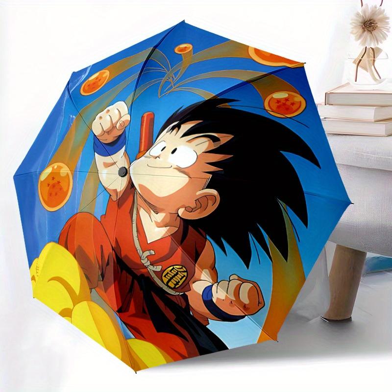 Paraguas Plegable Automático de Dragon Ball Goku, Paraguas de Viaje, Marco Duradero de Plástico y Hierro, Adecuado para Exteriores y Necesidades Diarias, a0818081