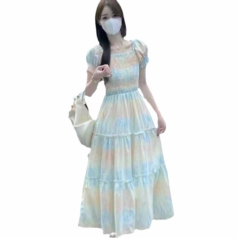 2025 Sommer Französischer Chic Hochtailliertes Glockenblumen-Midi-Kleid für Damen