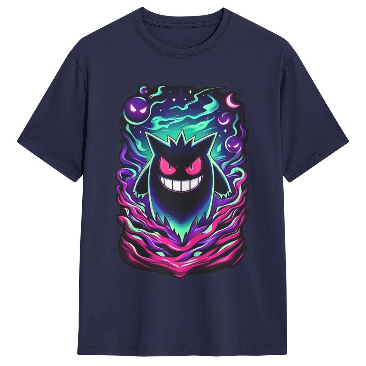 

Футболка Pokemon Gengar на Ночь Кошмаров Летние Потрясающие Футболки Хлопок Модная Футболка для Мужчин с Коротким Рукавом Повседневные Топы 4XL