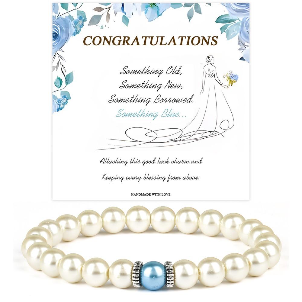 

Diamond Ring Pearl Bracelet Bungee Rope Diamond Loop Spacer Bridal Gift Shell Bead Bracelet Women s Blue Pearl Bracelet