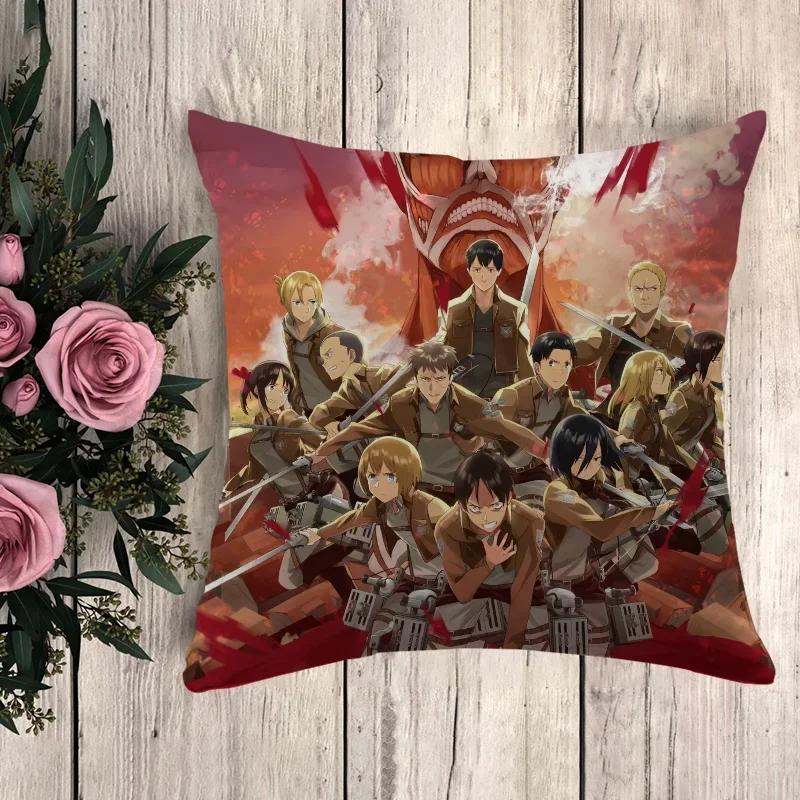 Anime Pillow Attack On Titan Cushion Covers for Bed Pillows Decorative Pillowcases  Fall Decor Pilow Cases Pillowcase
