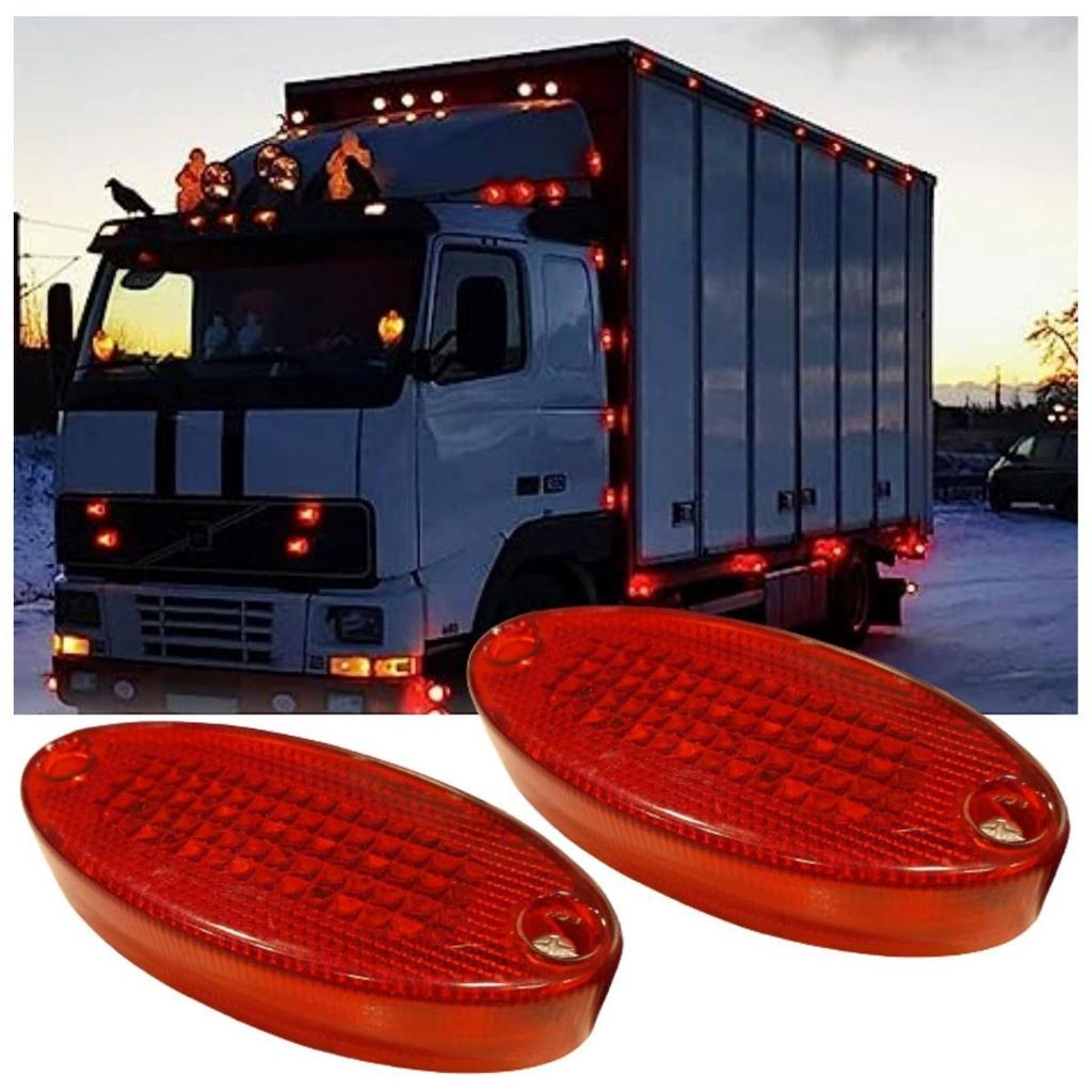 2PCS LED Side Marker Lights 24V Waterproof Red Chicken Lights Universal Trailer Clearance Lamps for Semi Truck Cargo