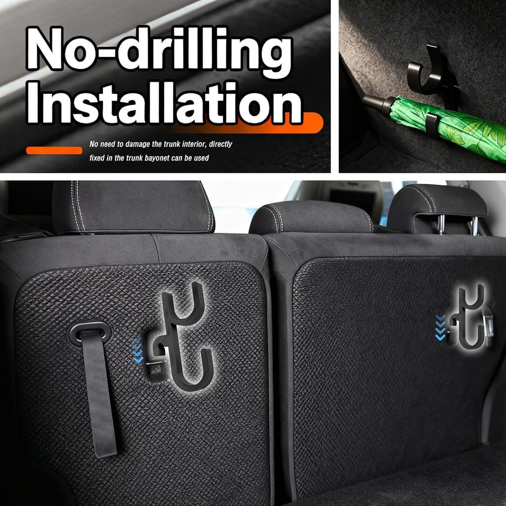 2PCS Double Car Umbrella Hook,No Drilling Car Umbrella Holder Stable Placement of Umbrellas for Trunks,Non-Wobbly Umbrellas Holder for Cars Interior