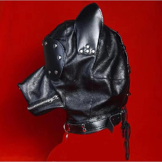 BDSM Mask Hood With Leash,Fist Mitts Mittens Bondage Restraints,Puppy Role Play,Sex Toys for Couples,SM Adult Games