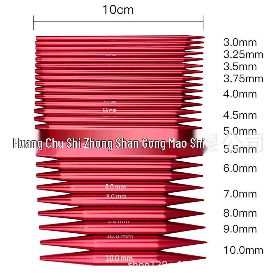 Juego de Agujas Circulares de Tejer de Aluminio Anodizado Rojo Mate, 13 Pares con Cables de Repuesto Desmontables para Suéteres de Punto de Cruz