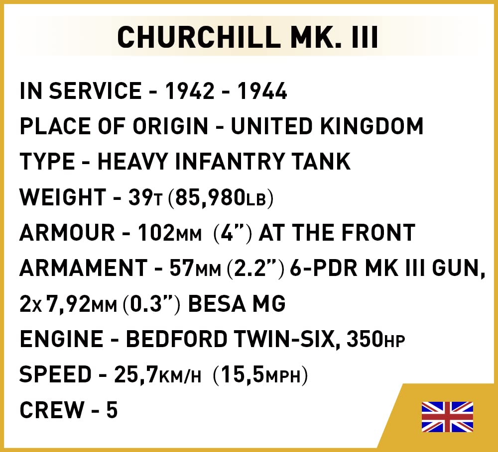 Cobi Company of Heroes 3#3046 Churchill Mk.III Infantry Tank (British Army) 1/35 Scale