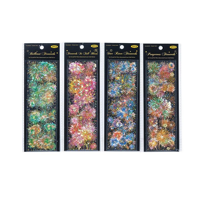 Ins Style Firework Series Pet Flat Sticker For Journal Diy Decoration