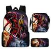 Deadpool Schoolbag, Elementary School Student Backpack, Satchel, Pencil Bag, Three-piece Set, Cartoon Children's Bag, Large-capacity Hot Sale