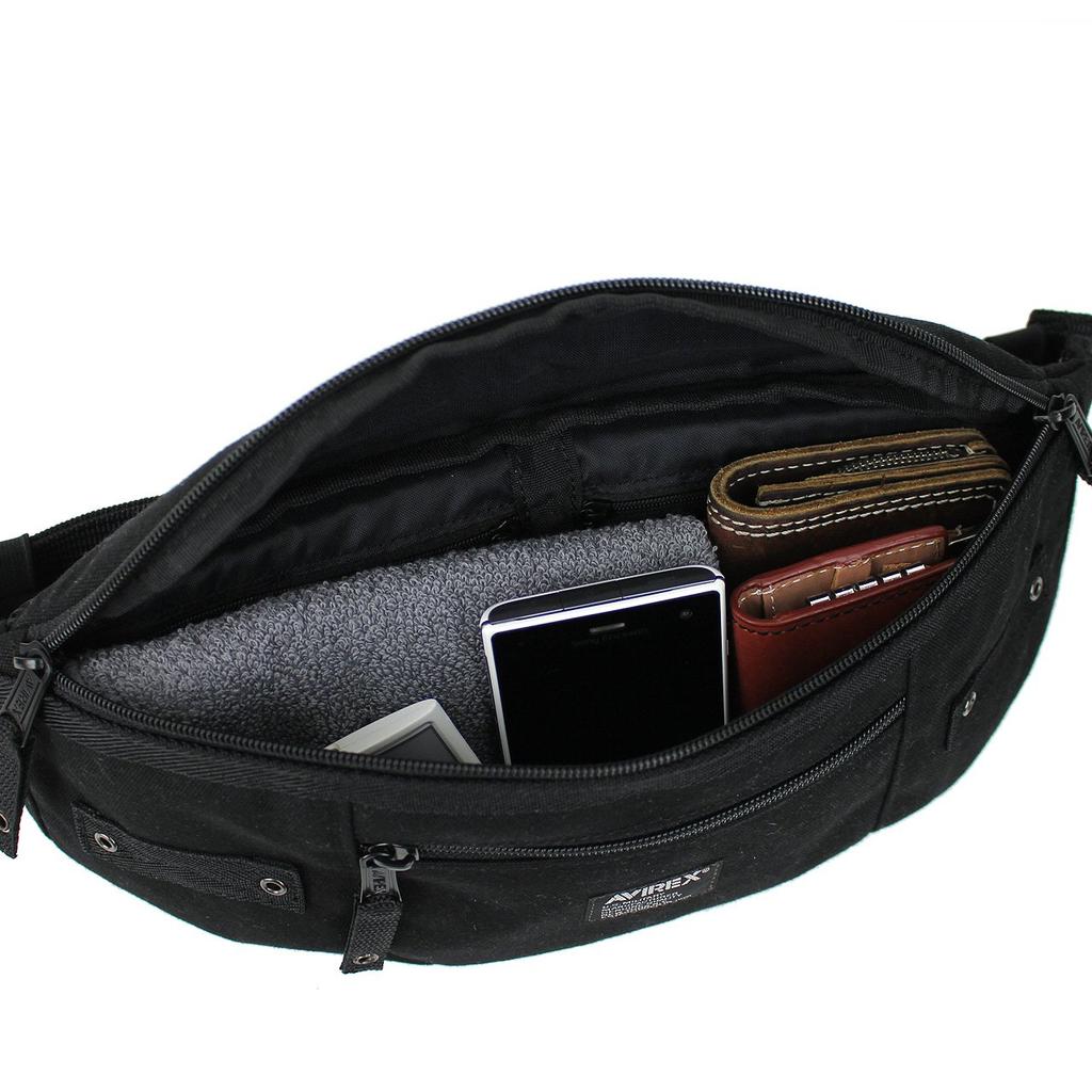 Avirex EAGLE Series Body Bag, One-Shoulder Bag, Crossbody Bag, Waist Bag, 2-Way, AVX3521 Black