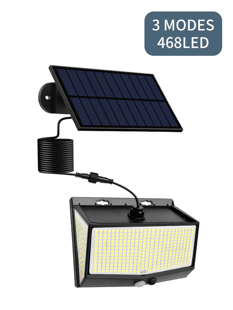 

468 LEDs Outdoor Solar Lights Waterproof Motion Sensor Human Induction Solar Spotlight Wall Lamp for Yard Garden 3 Modes