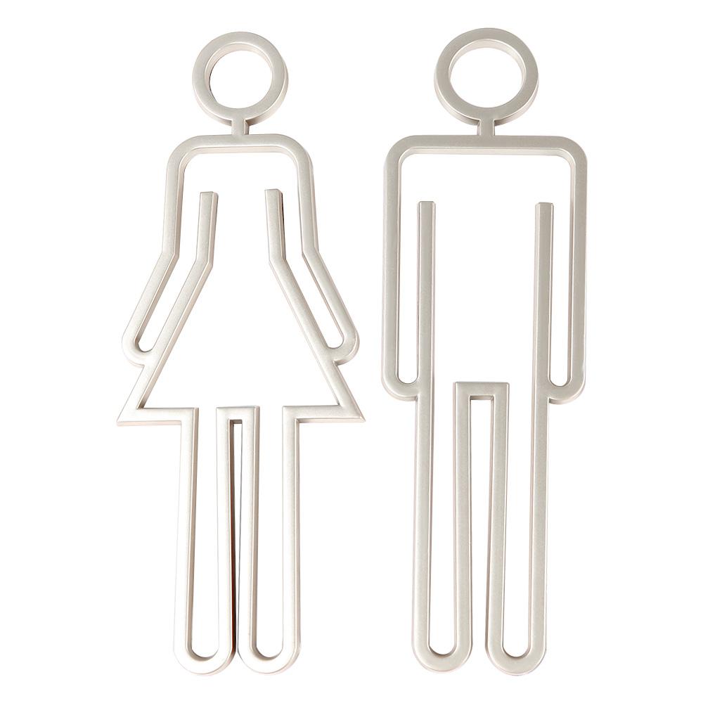 

1 Pcs Toilet Door Sign Creative Acrylic Toilet Symbol Bathroom Signage WC Plaque Restroom Sign L срібний