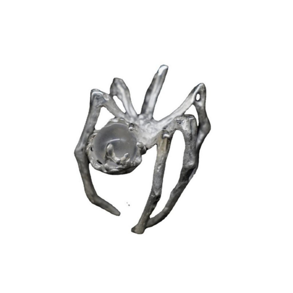 Gothic Punk Exaggerated Spider Finger Rings For Women Men Vintage Creative White Black Insect Spider Open Ring Halloween Jewelry