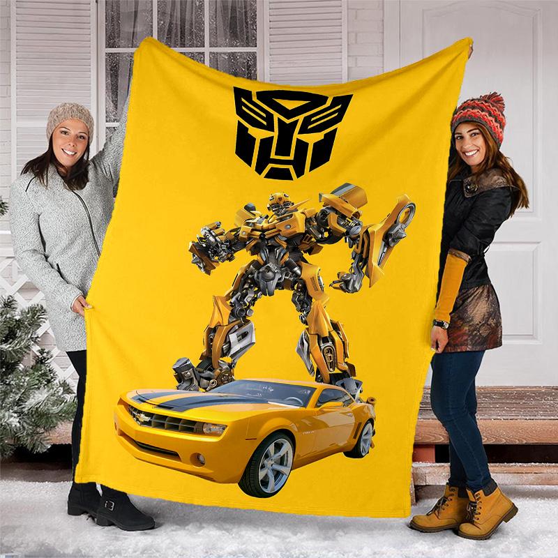 Bumblebee and Optimus Prime1 printed throw blanket—lightweight,soft,warm;versatile blanket for all seasons—perfect as &air-conditioning throw,nap blan
