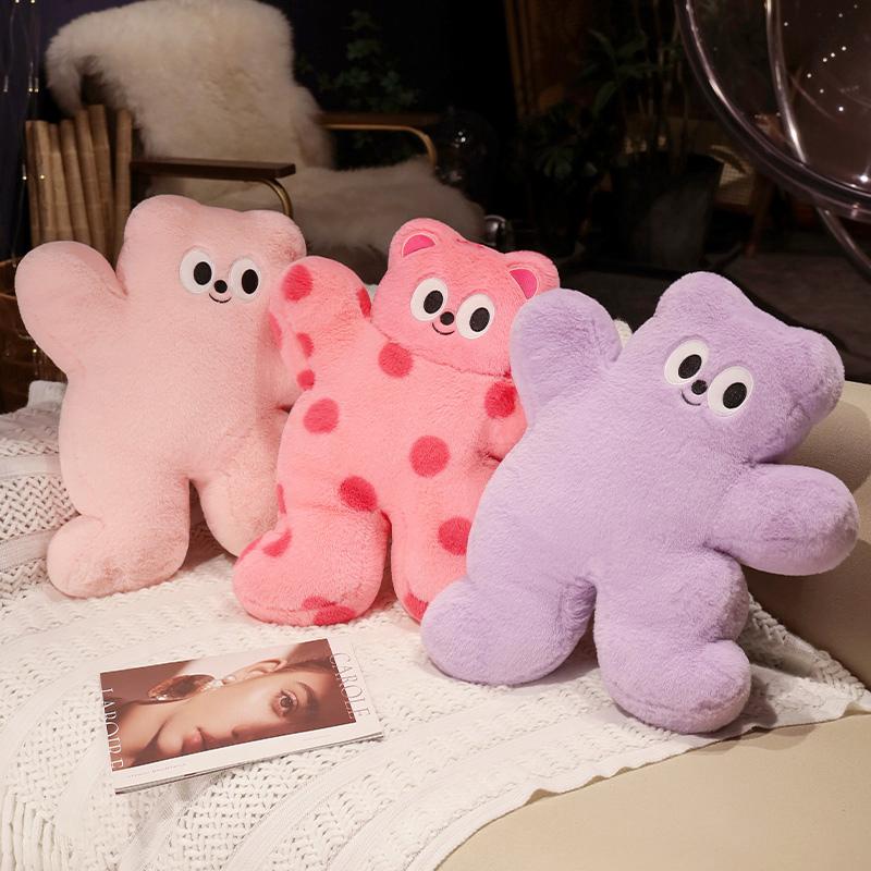 Dopamine Bear Plush Pillow Soft Cute Bear Shaped Cushion Toy for Stress Relief and Comfort