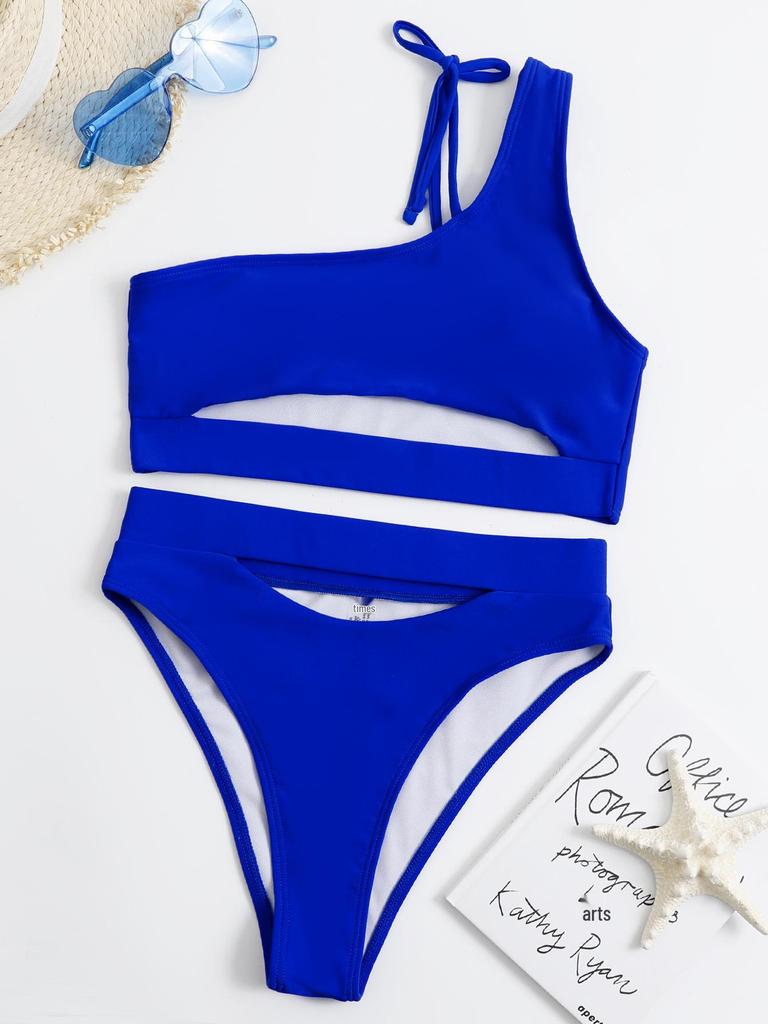 Women's Solid Color Sexy Cutout Split Swimsuit Bikini YW09