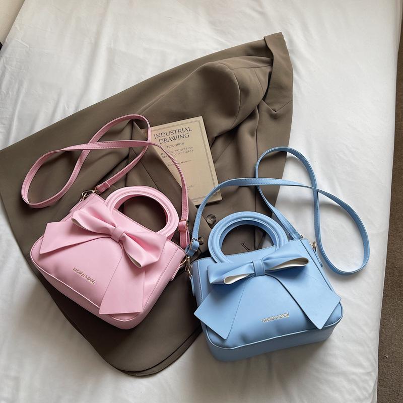 Premium bow portable small square bag women's fashion shoulder bag messenger bag