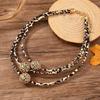 Leopard Print Multilayer Necklace With Geometric Design For Women Fashion Accessories