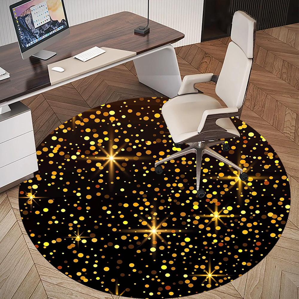 1 Stück Goldene Funkelnde Runde Stuhlmatte Teppich - Rutschfest, Bodenschutzmatte für Büro, Schlafzimmer, Heimdeko Weihnachtsgeschenk p0811189